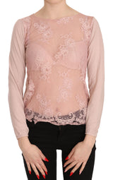 Chic Pink See-Through Cotton Blouse