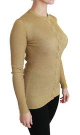Elegante Langarmgold -Strickjacke