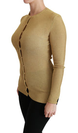 Elegante Langarmgold -Strickjacke