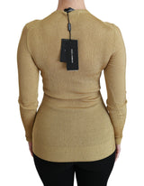 Elegante Langarmgold -Strickjacke
