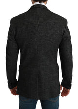 Elegante blazer grigio plaid slim fit