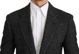 Elegante blazer grigio plaid slim fit