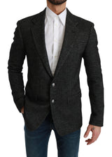 Elegante blazer grigio plaid slim fit