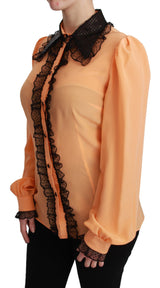 Μεταξωτή κίτρινη μπλούζα με περιλαίμιο