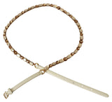 Cintura in pelle abbellita in cristallo champagne
