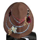 Elegante cappello di paglia floppy con accenti floreali