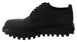 Elegante schwarze Kalbskalbeme -Derby -Schuhe