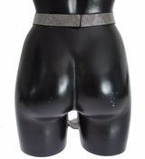 Eleganza della cintura con prua in cristallo di seta nera