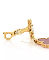 Magic Alhambra 2 Motifs Drop Earrings 18K Gold with Tiger's Eye and Carnelian