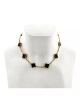 Vintage Alhambra 10 Motifs Necklace 18K Gold and Onyx, 16.75"