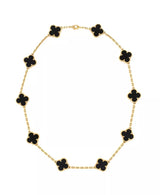 Vintage Alhambra 10 Motifs Necklace 18K Gold and Onyx, 16.75"