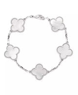 Vintage Alhambra 5 Motifs Bracelet 18K White Gold and Mother of Pearl