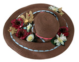 Elegante cappello a bordo a largo floreale floppy
