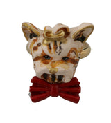 Elegante anello di tono dorato ispirato al canino