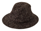 Élégant chapeau à bord large en tweed gris