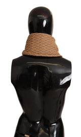 Elegante sciarpa a maglia marrone scuro