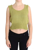 Elegant Green Knit Sleeveless Vest Sweater