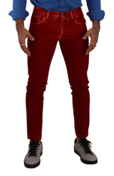 Ravishing red slim fit designer τζιν