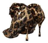 Eleganti stivali al ginocchio con paillettes leopardate