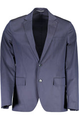 Blue Cotton Men Jacket