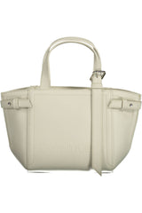 White Polyester Women Handbag