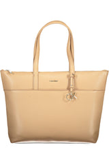 Beige Polyester Women Handbag