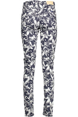 Blue Cotton Women Slim Trouser