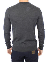 Chic Gray V-Neck Wool Pullover Pullover πουλόβερ