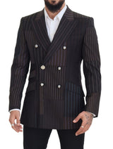 Blazer Slimt Fit con miscela di seta in lana multicolore