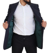 Elegante blazer di lana in forma blu scuro