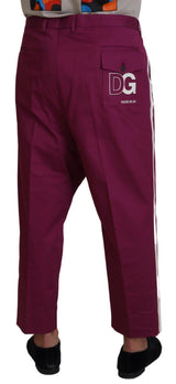 Eleganti pantaloni elastici di cotone magenta