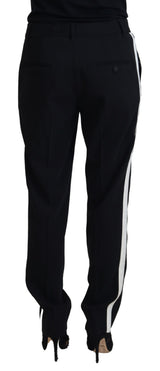 Eleganti pantaloni di miscela seta di lana nera