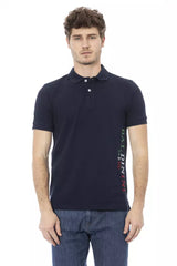 Blue Cotton Men Polo Shirt