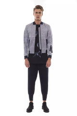 Gray Polyester Men's Bomber Jacket