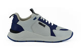 Eleganti sneaker in pelle blu e bianca