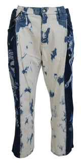 Eleganti pantaloni di denim in fit sciolto con stampa unica