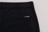 Sleek Blue Cotton Stretch Pants for Men