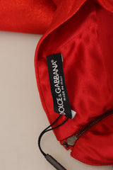 Mini falda de cintura alta en rojo metálico