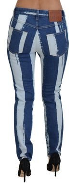Jeans italiani eleganti a strisce magre a strisce
