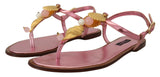 Sandali in pelle rosa chic con abbellimento squisito
