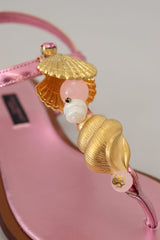 Sandali in pelle rosa chic con abbellimento squisito