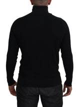 Elegante maglione a pullover nero miscela di seta
