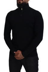 Elegante maglione a pullover nero miscela di seta