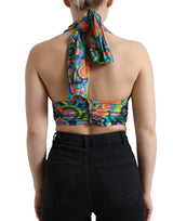 Elegante tapa de halter de mezcla de seda de seda recortada