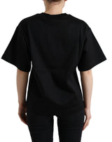 Camiseta elegante de cristal negro con adornos