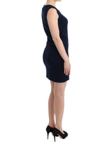 Elegant Knee-Length Blue Cotton Dress