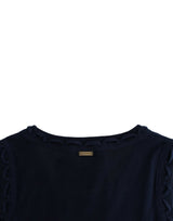 Elegant Knee-Length Blue Cotton Dress