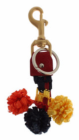 Keychain chic multicolore in pelle rafia