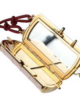 Εξωτικό ροζ δερμάτινο μίνι καθρέφτη τσάντα με φούντα