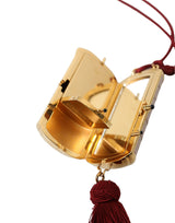 Εξωτικό ροζ δερμάτινο μίνι καθρέφτη τσάντα με φούντα